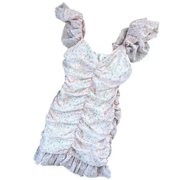 NWT Elodie Shirred Floral Print Minidress Women's Size XS - Picture 2 of 5